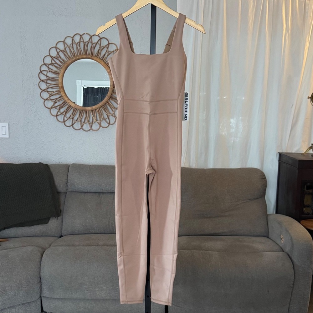 Girlfriend Collective NWT Compressive Unitard Medium Tan Adjustable Straps